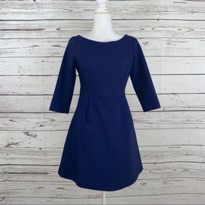 Beautiful dark blue A-line dress with sleeves